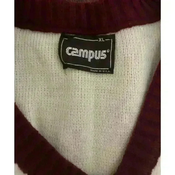 VTG 80s 90s Mens Striped Sweater By Campus 100% Virgin Acrylic Made In USA XL - Picture 7 of 10